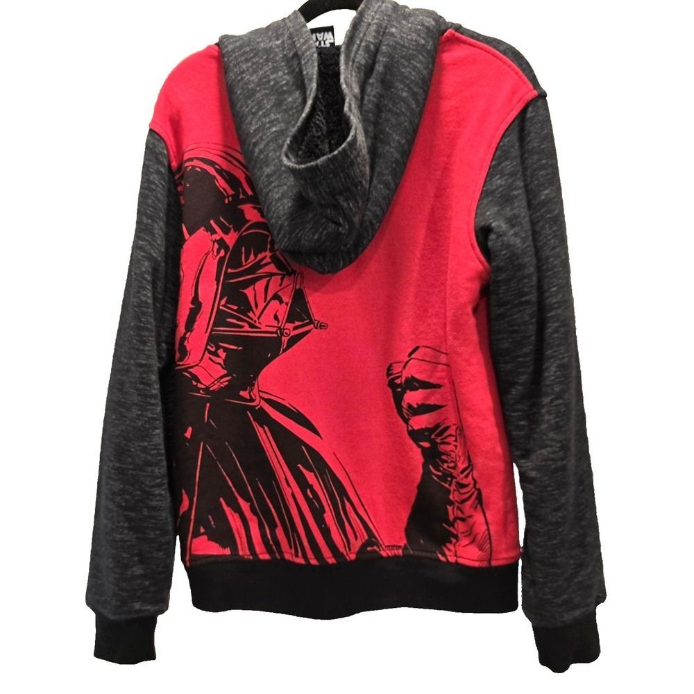 Star Wars Vader Hoodie Youth XL Black Red Sherpa Zip Jacket Darth Empire Logo